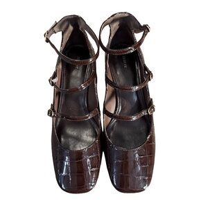 Anthropology Maeve Dark Brown Strappy Heels size 37 US 6.5-7